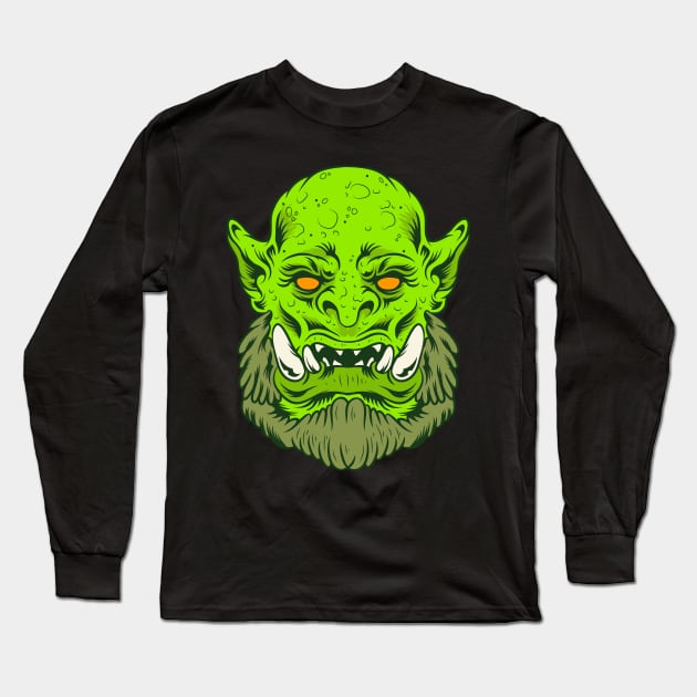 Scary Green Troll Long Sleeve T-Shirt by haloakuadit